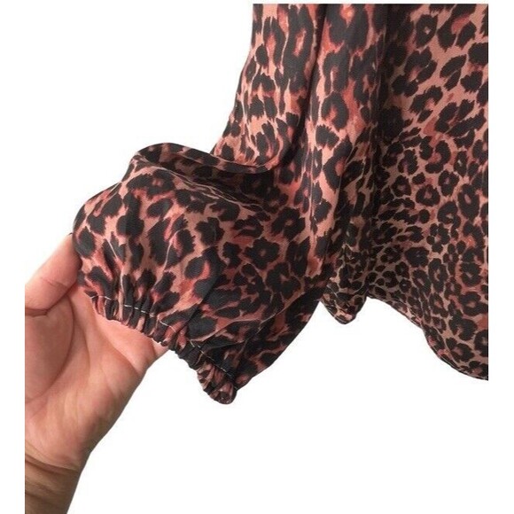 Gigi Parker Top Blouse Burlwood Leopard Boatneck Puffy Long-Sleeve Casual XL NEW - Picture 6 of 12